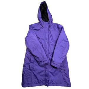 LL Bean Winter Parka Womens Large Purple  Insulated Fleece Long Hooded Outdoors